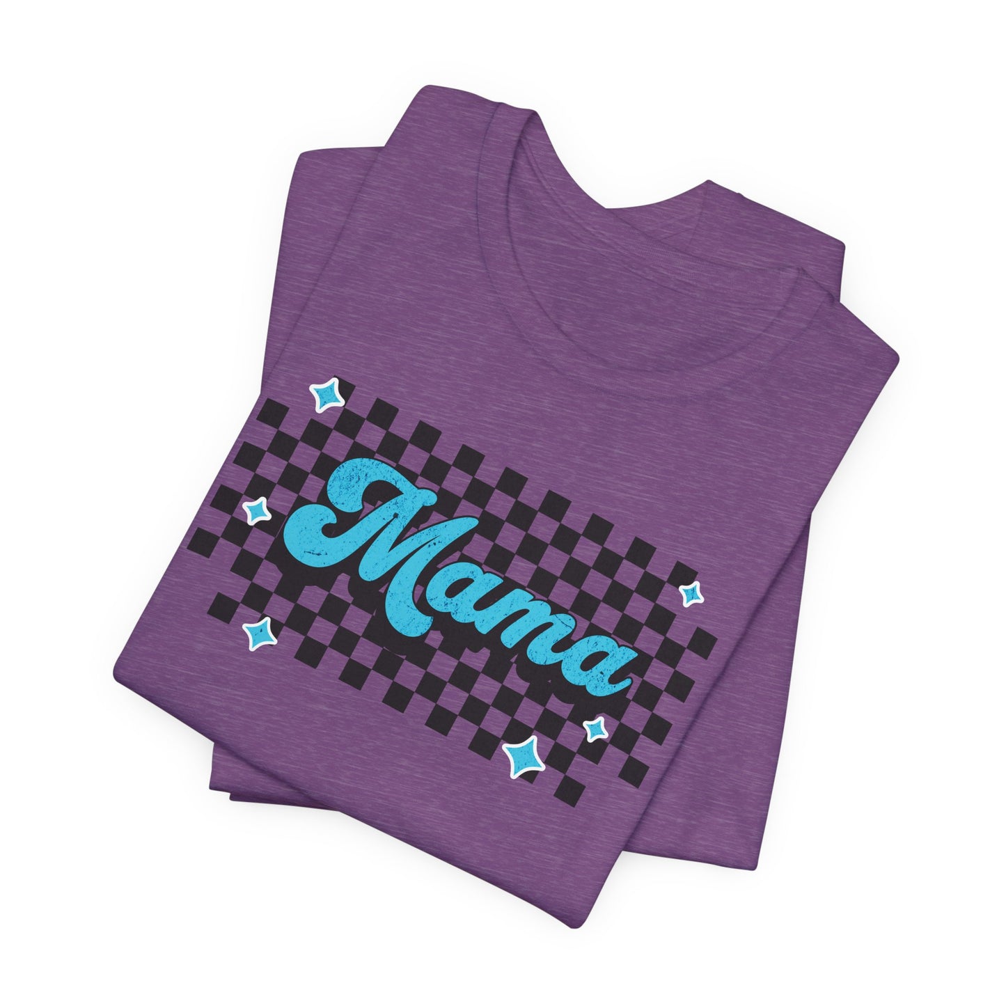Blue Checkered Mama Short Sleeve Tee
