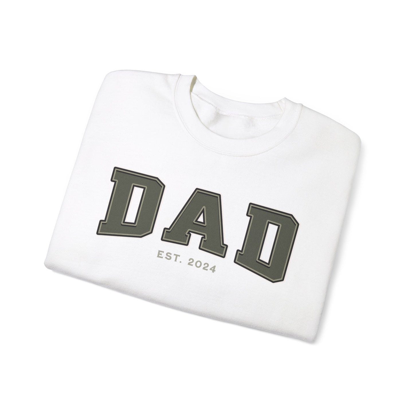 Dad Est 2024 Army Green College Letter Sweatshirt