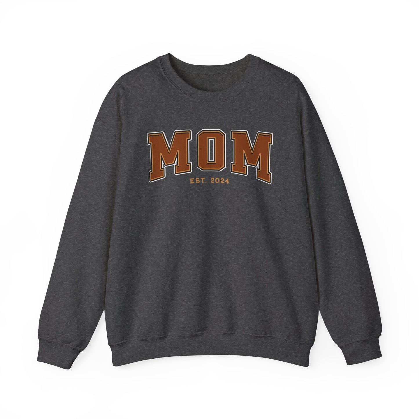 Mom Est 2024 Orange College Letter Sweatshirt
