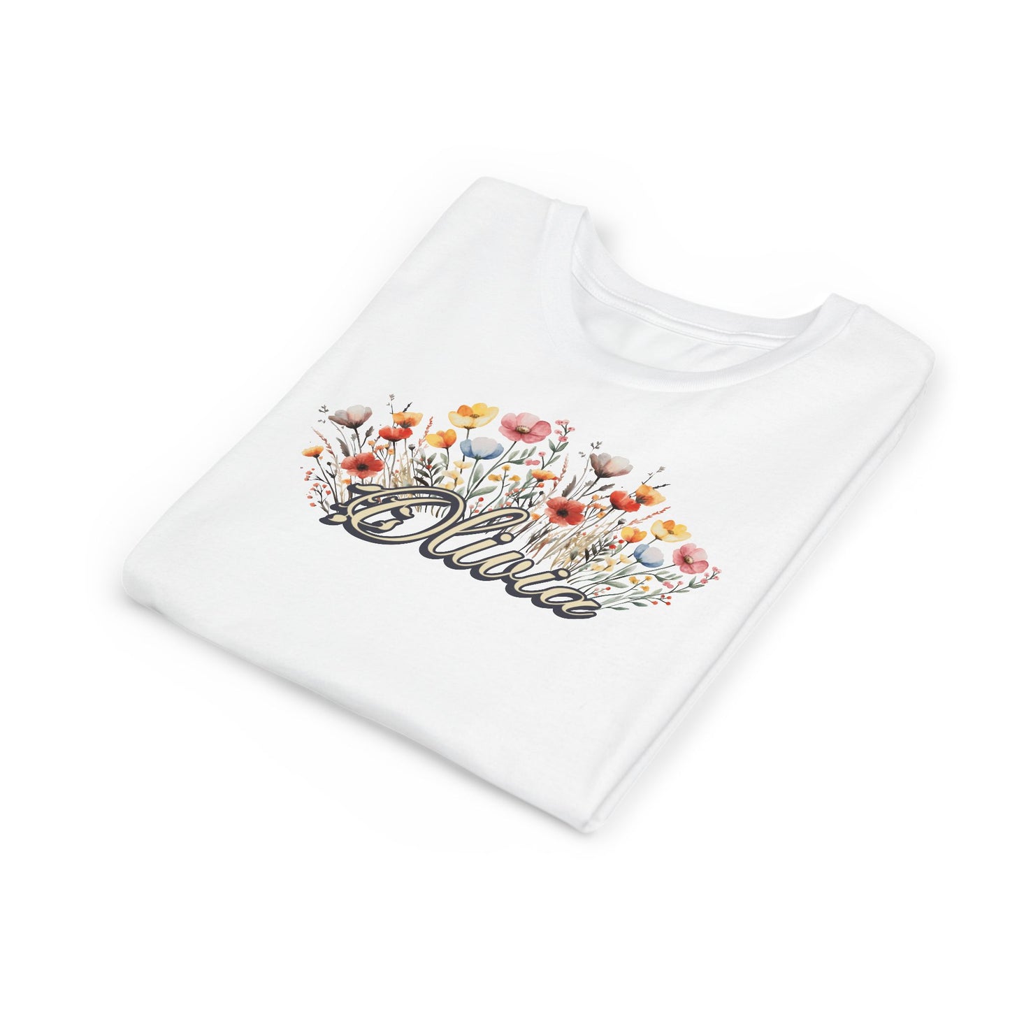 Custom Yellow Name Flower Youth Shirt