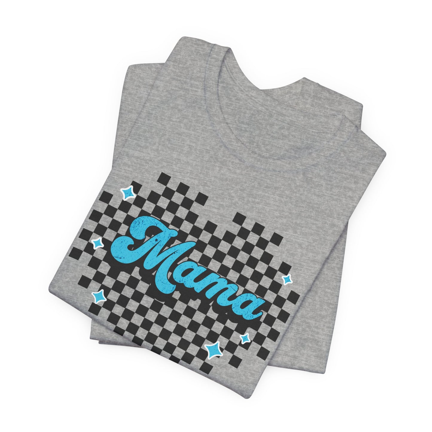 Blue Heart Checkered Mama Short Sleeve Tee