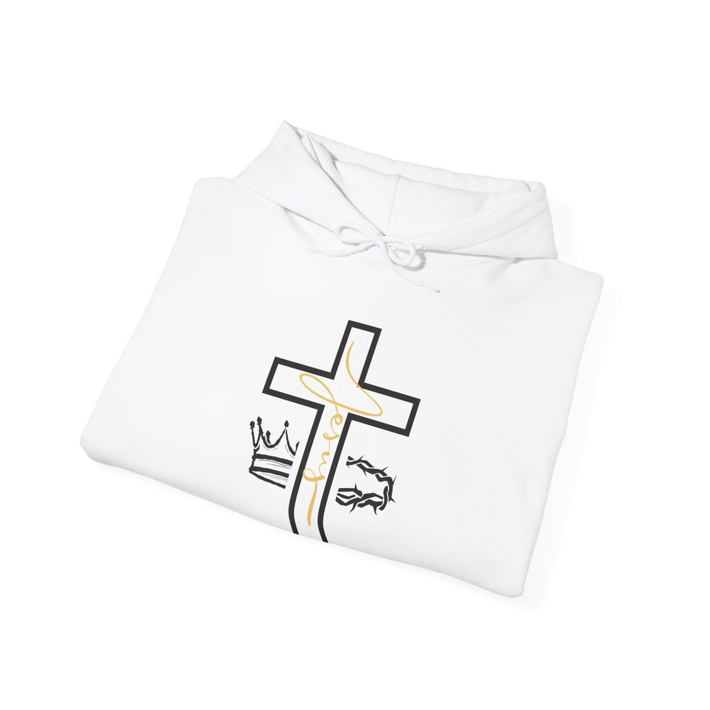 Jesus Cross & Crown Gold Outline Hoodie