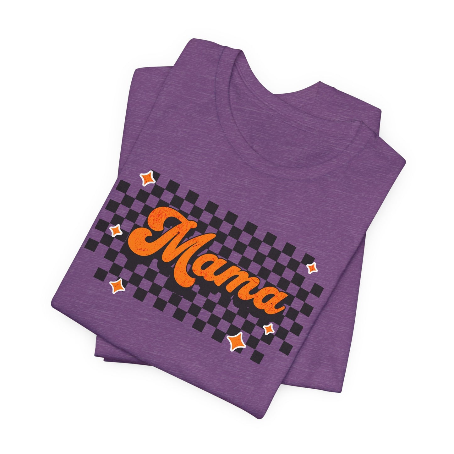 Orange Checkered Mama Short Sleeve Tee