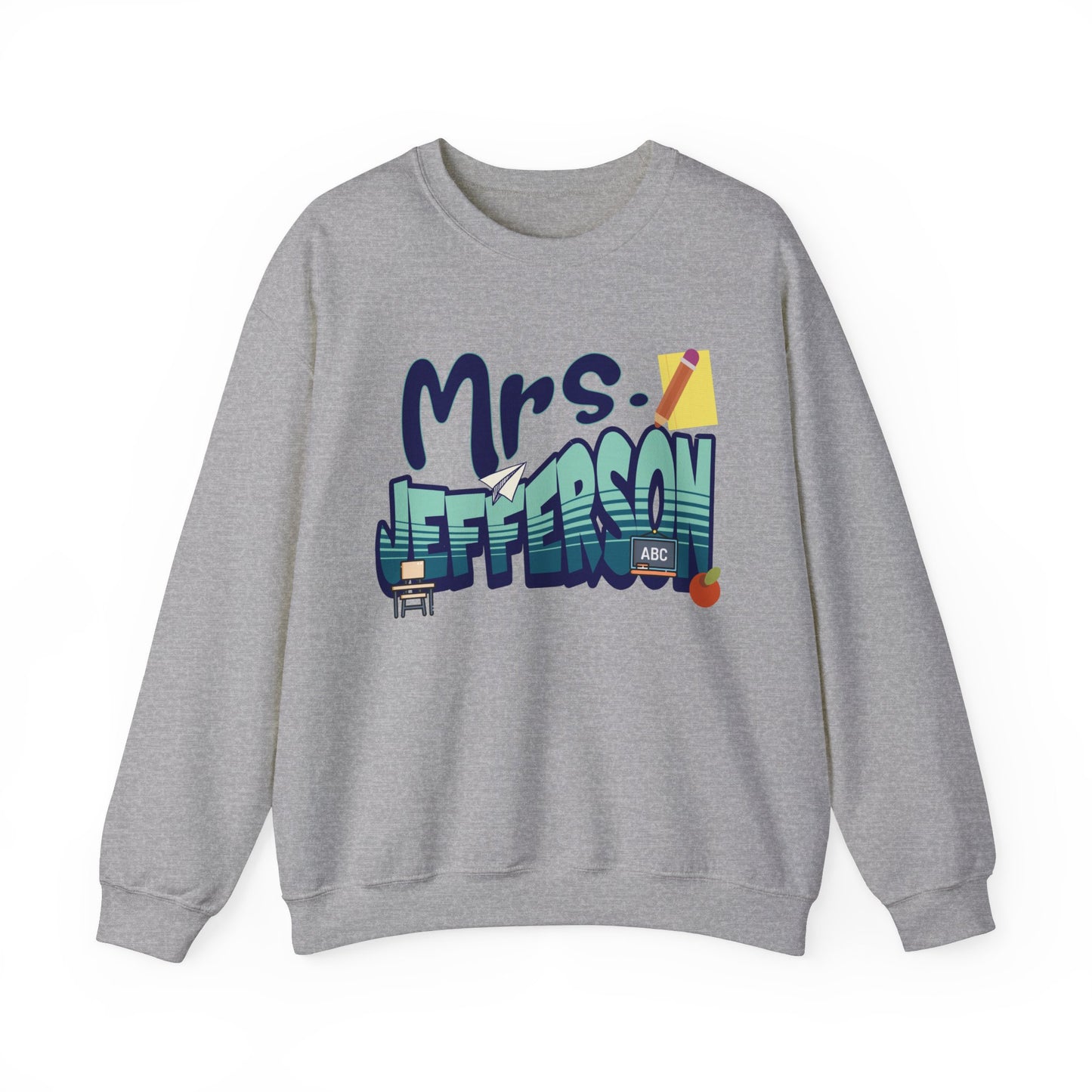 Custom Blue Retro Wave Teacher Sweatshirt