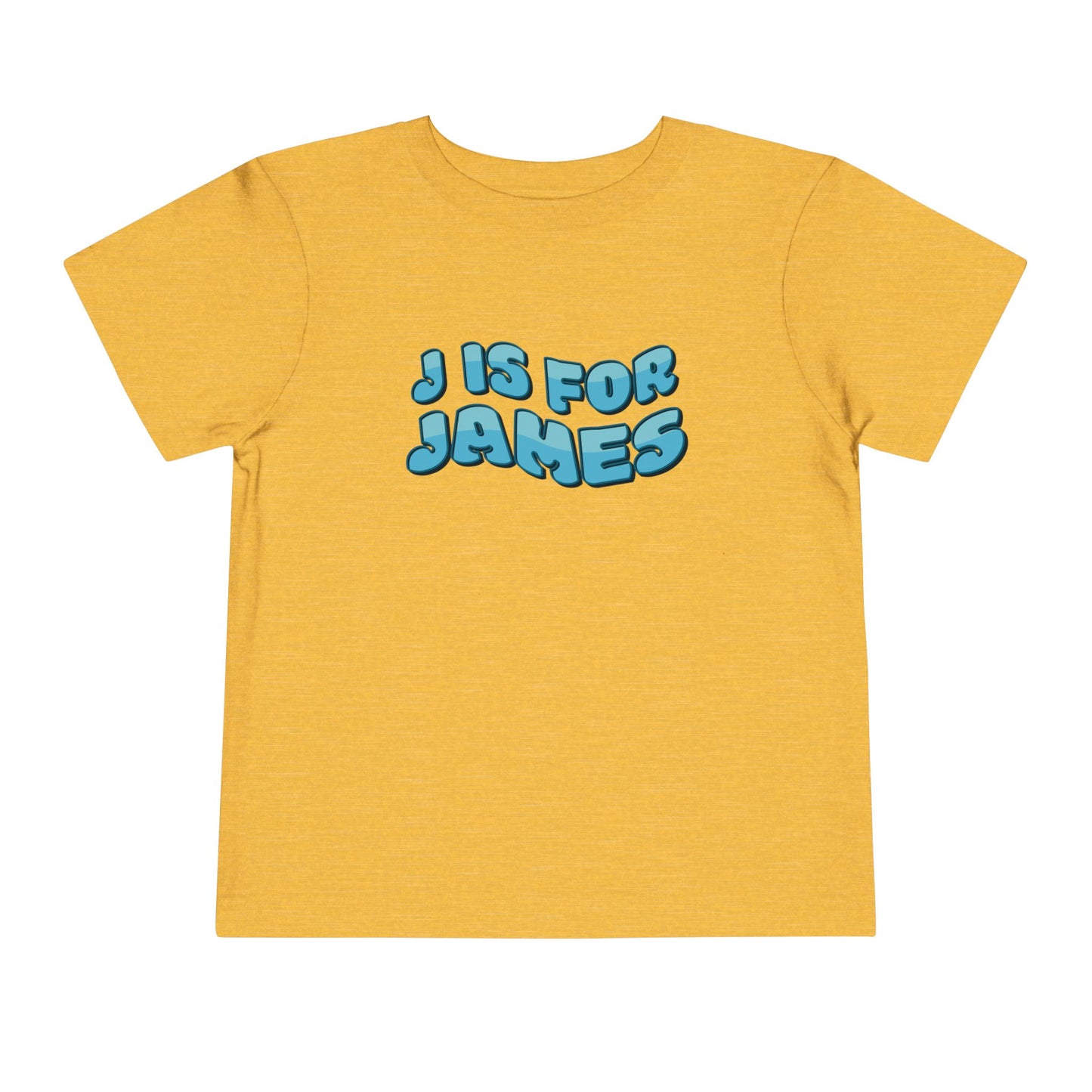 Custom Wavy Letter and Name Blue Toddler Short Sleeve Tee
