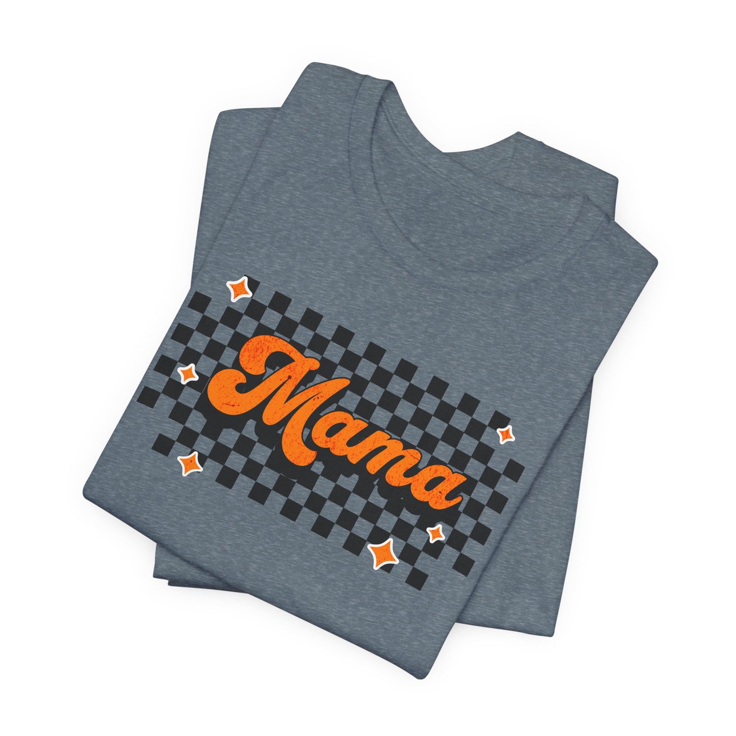 Orange Checkered Mama Short Sleeve Tee