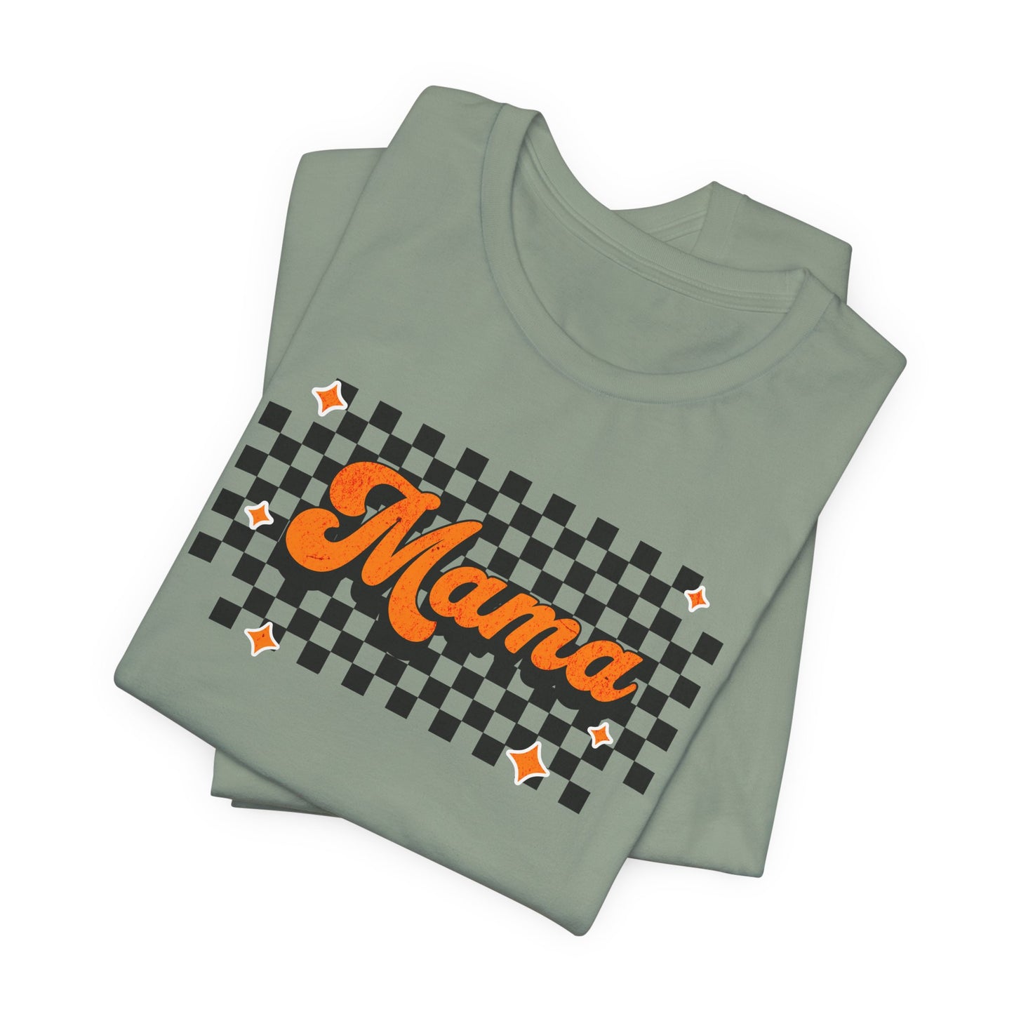 Orange Checkered Mama Short Sleeve Tee