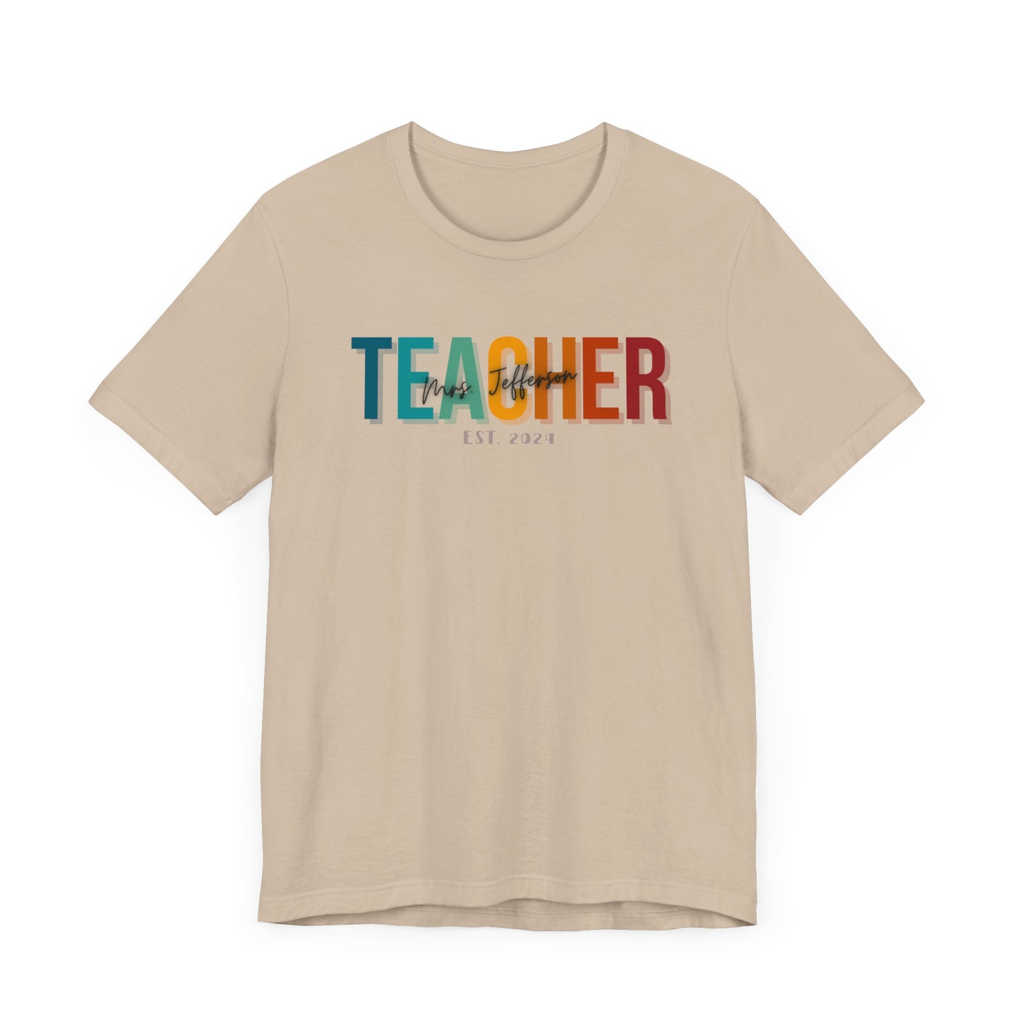 Custom Teacher Block Lettering Short Sleeve Tee