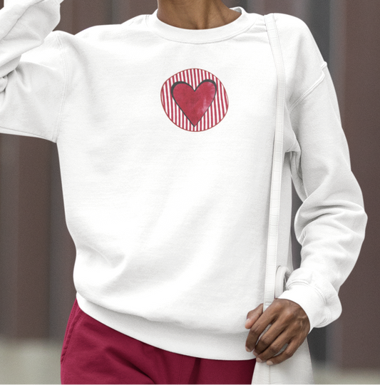 Deep Red Heart Patch Sweatshirt