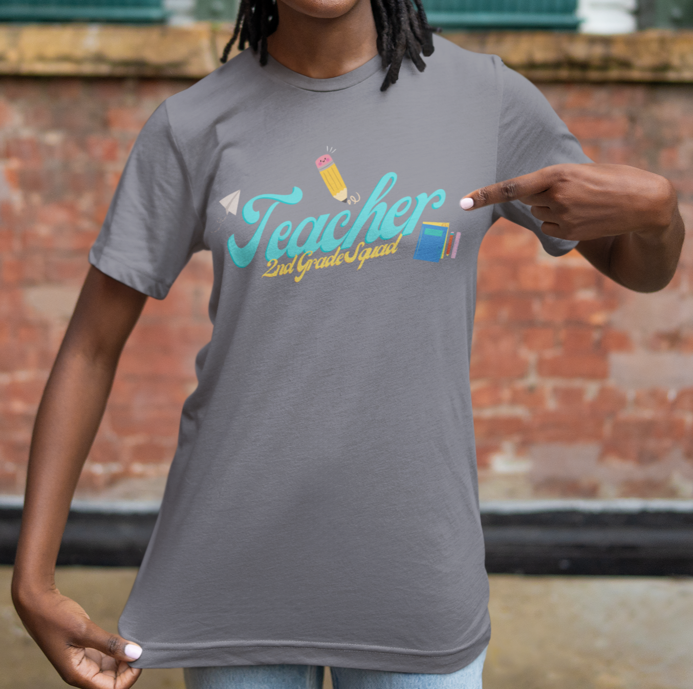 2nd Grade Teacher Squad Blue Short Sleeve Tee