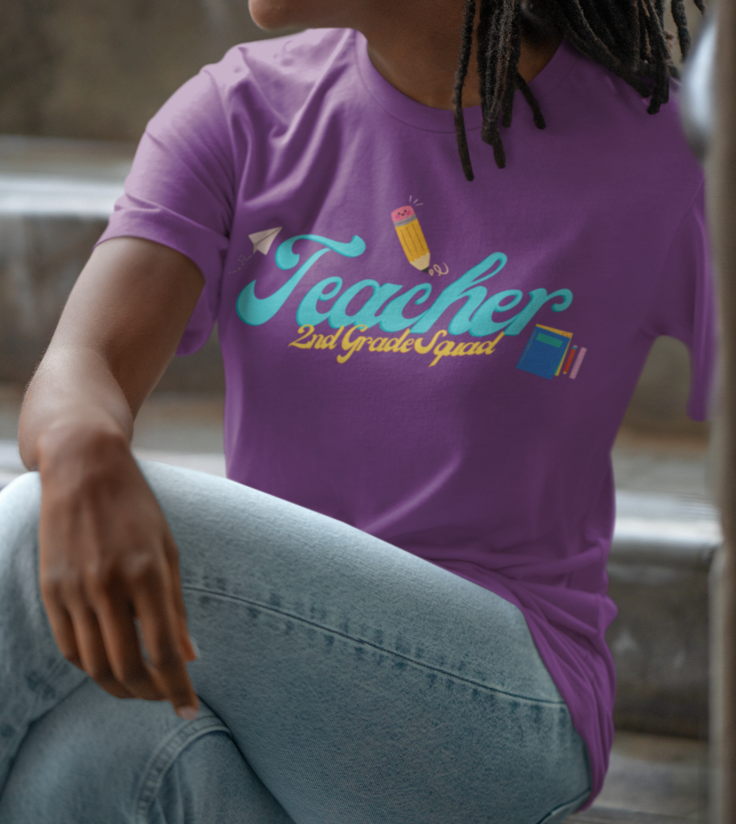 2nd Grade Teacher Squad Blue Short Sleeve Tee