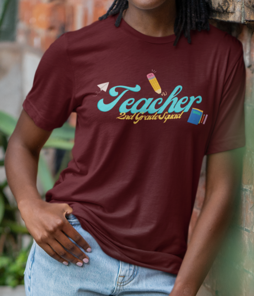 2nd Grade Teacher Squad Blue Short Sleeve Tee