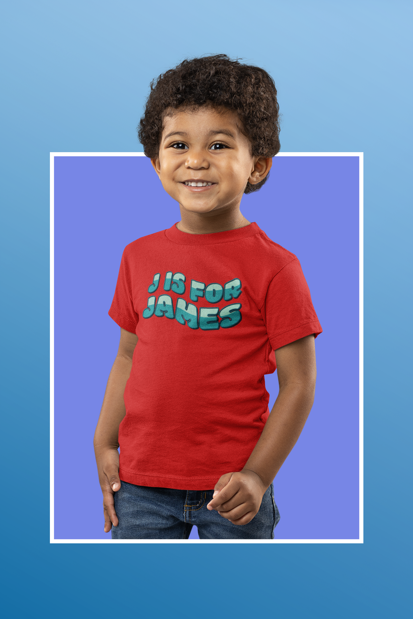 Custom Wavy Letter and Name Green Toddler Short Sleeve Tee