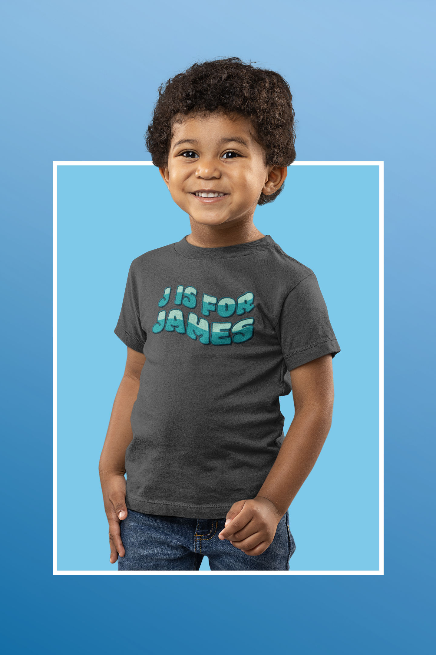 Custom Wavy Letter and Name Green Toddler Short Sleeve Tee