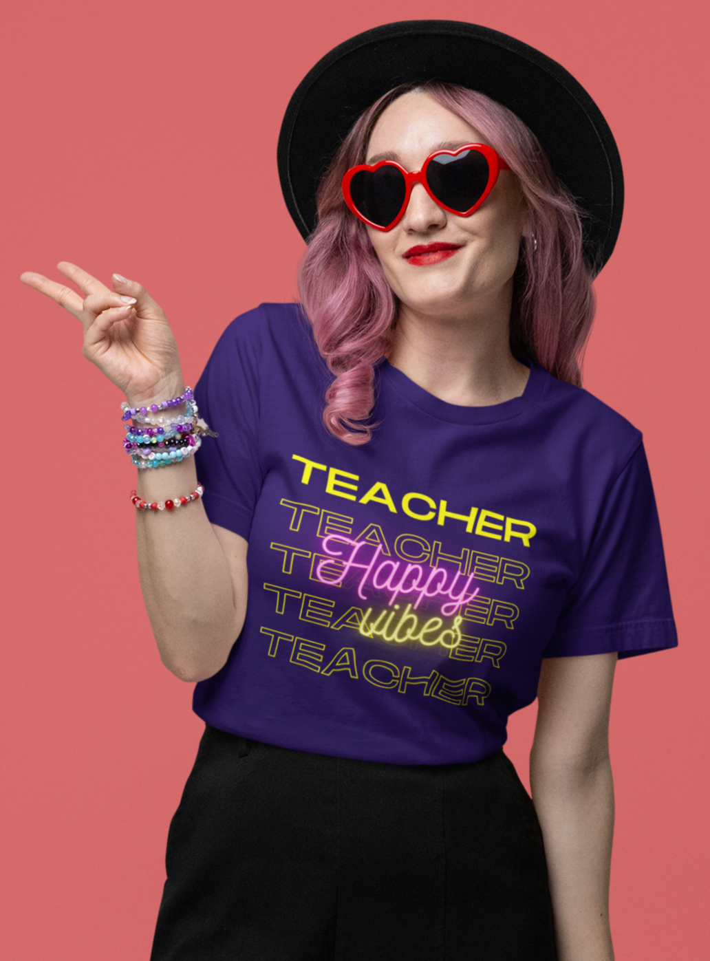 Teacher Happy Vibes Short Sleeve Tee