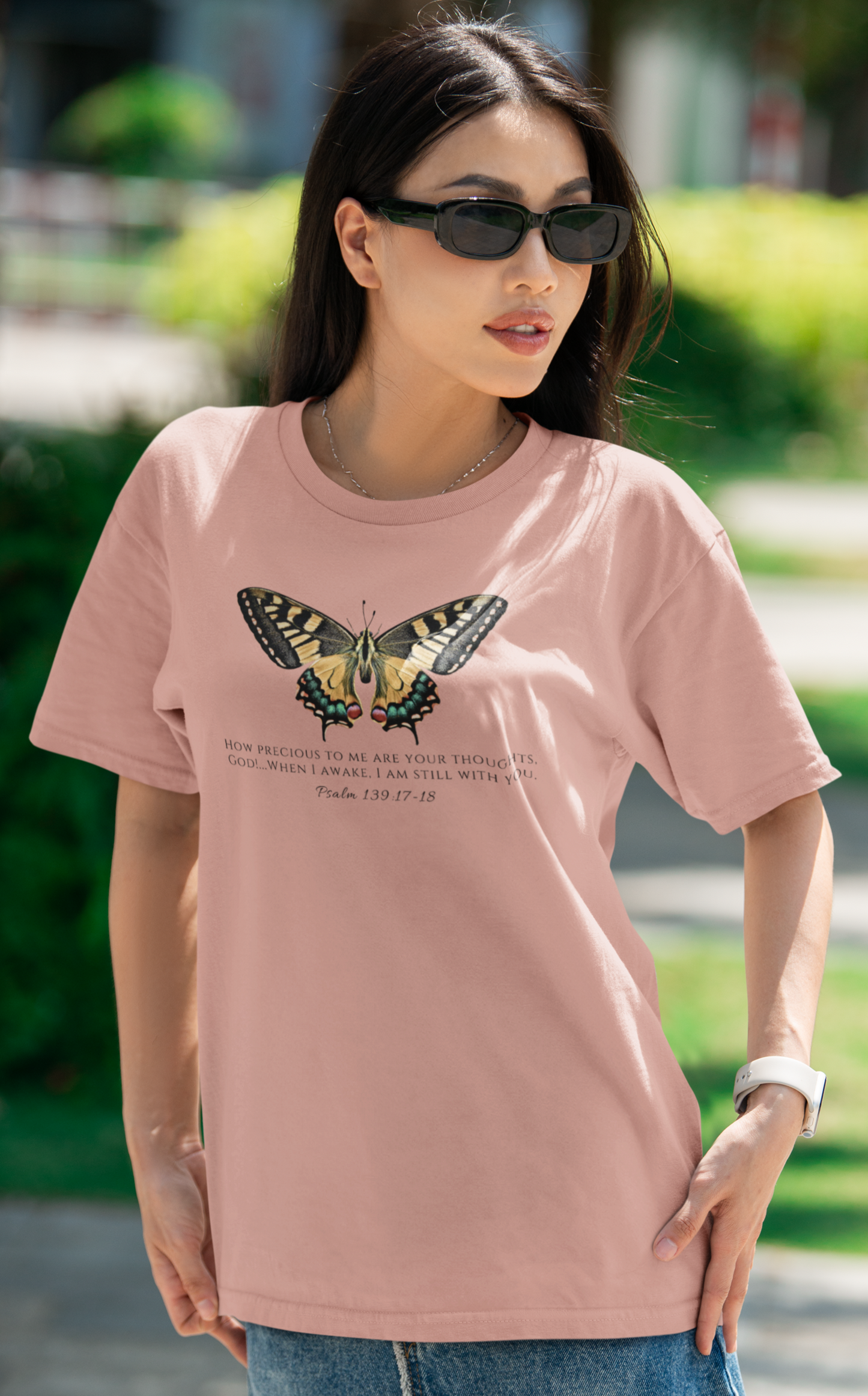 Yellow & Green Butterfly Verse Psalm 139:17-18