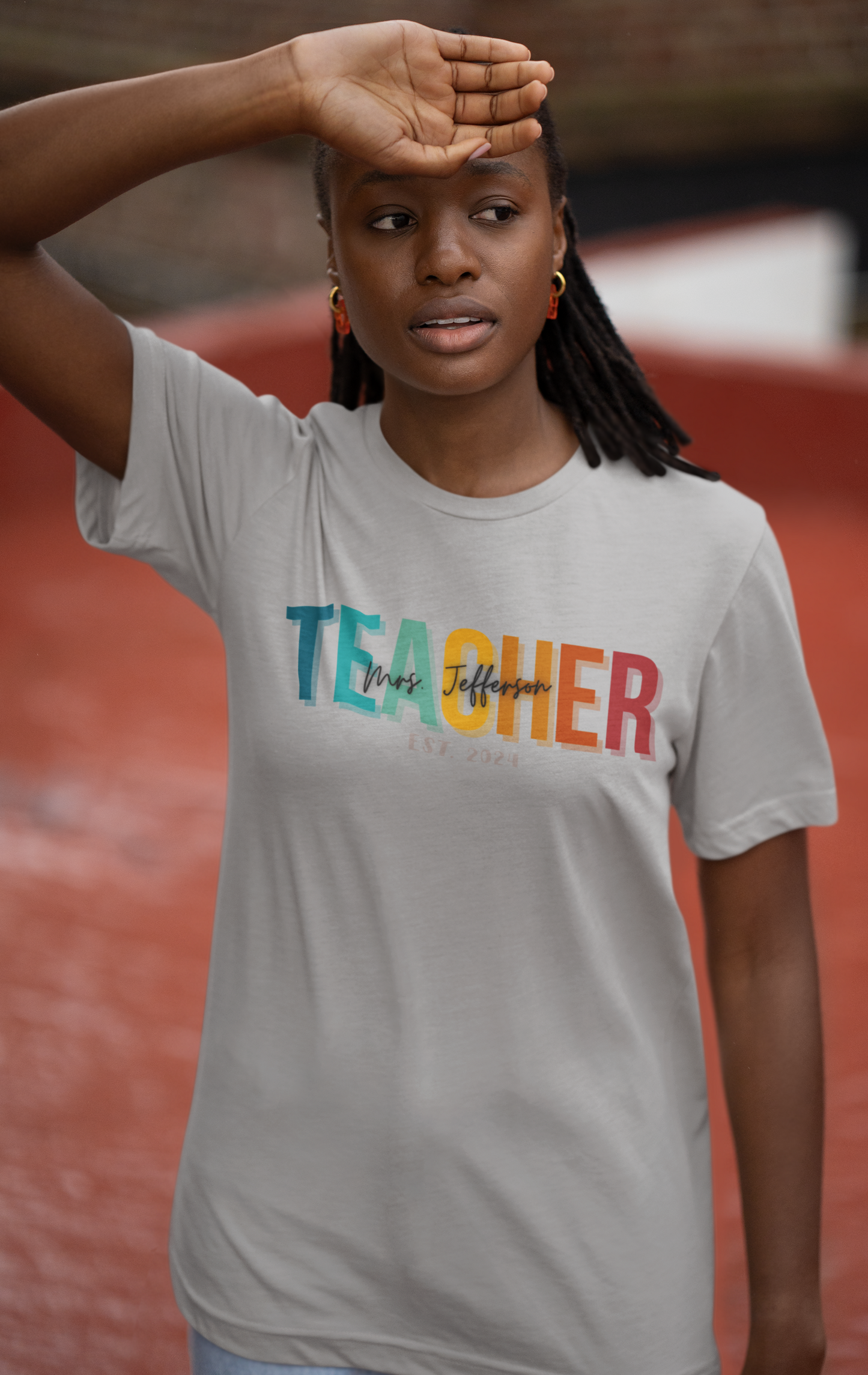 Custom Teacher Block Lettering Short Sleeve Tee