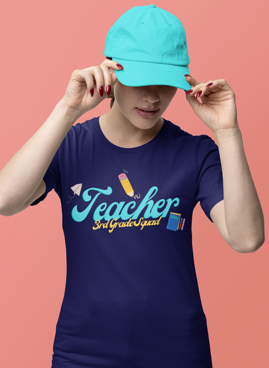 3rd Grade Teacher Squad Blue Short Sleeve Tee