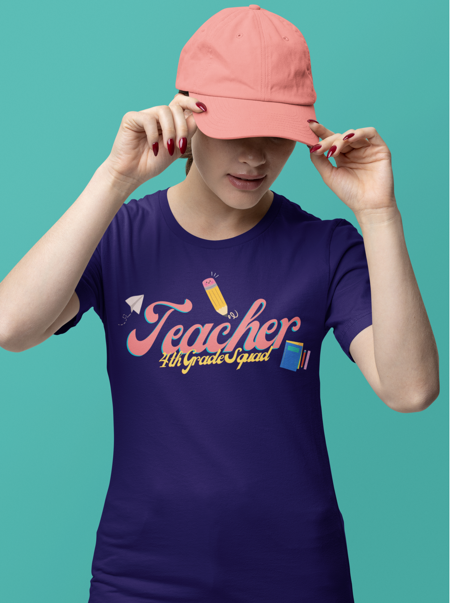 4th Grade Teacher Squad Pink Short Sleeve Tee