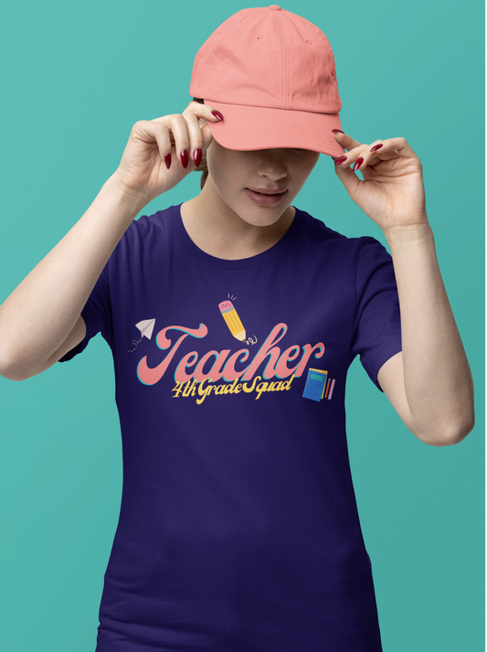4th Grade Teacher Squad Pink Short Sleeve Tee