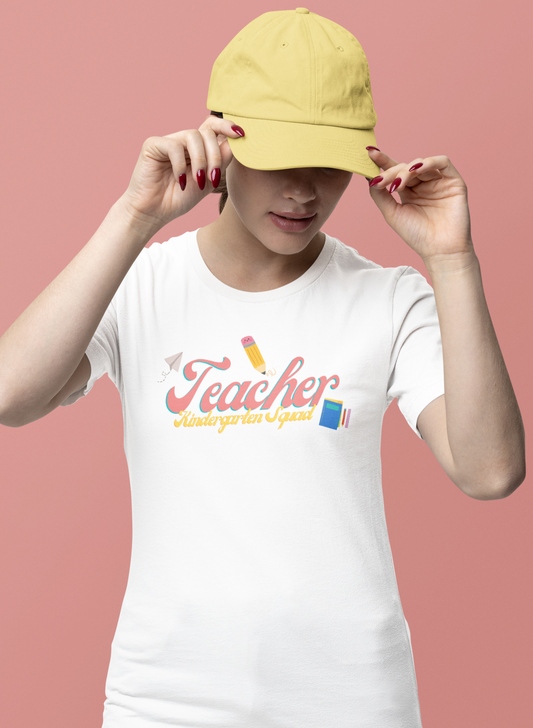 Kinder Teacher Squad Pink Short Sleeve Tee
