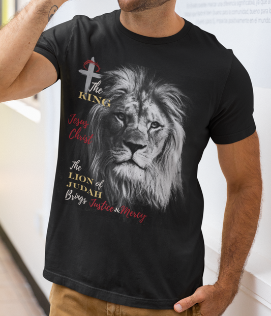 Jesus Christ King Lion of Judah Thorns on Cross Red