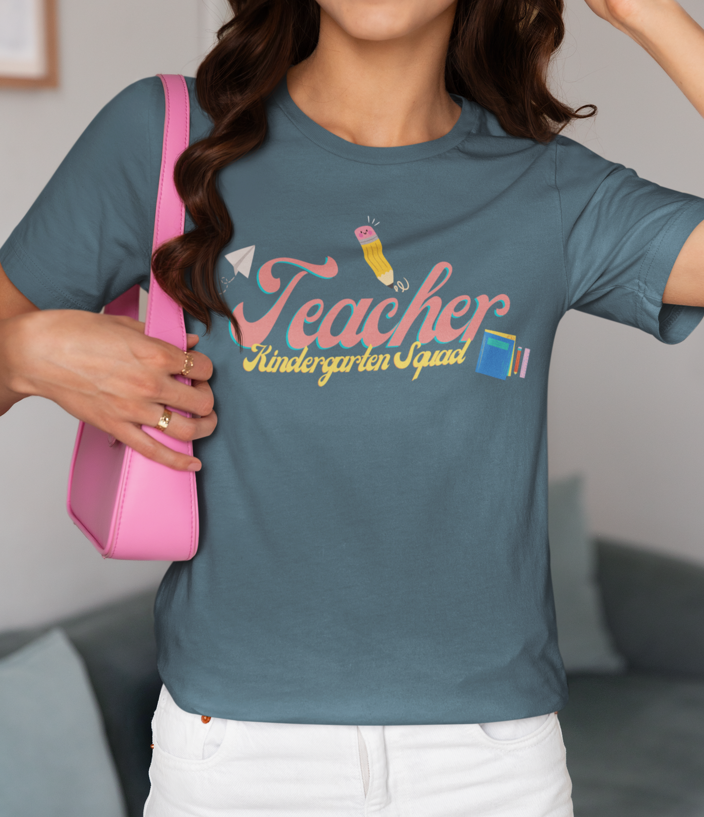 Kinder Teacher Squad Pink Short Sleeve Tee