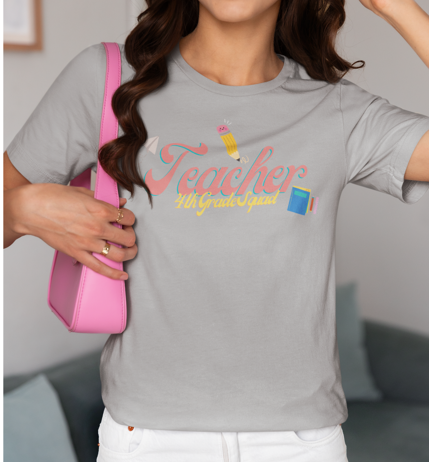 4th Grade Teacher Squad Pink Short Sleeve Tee
