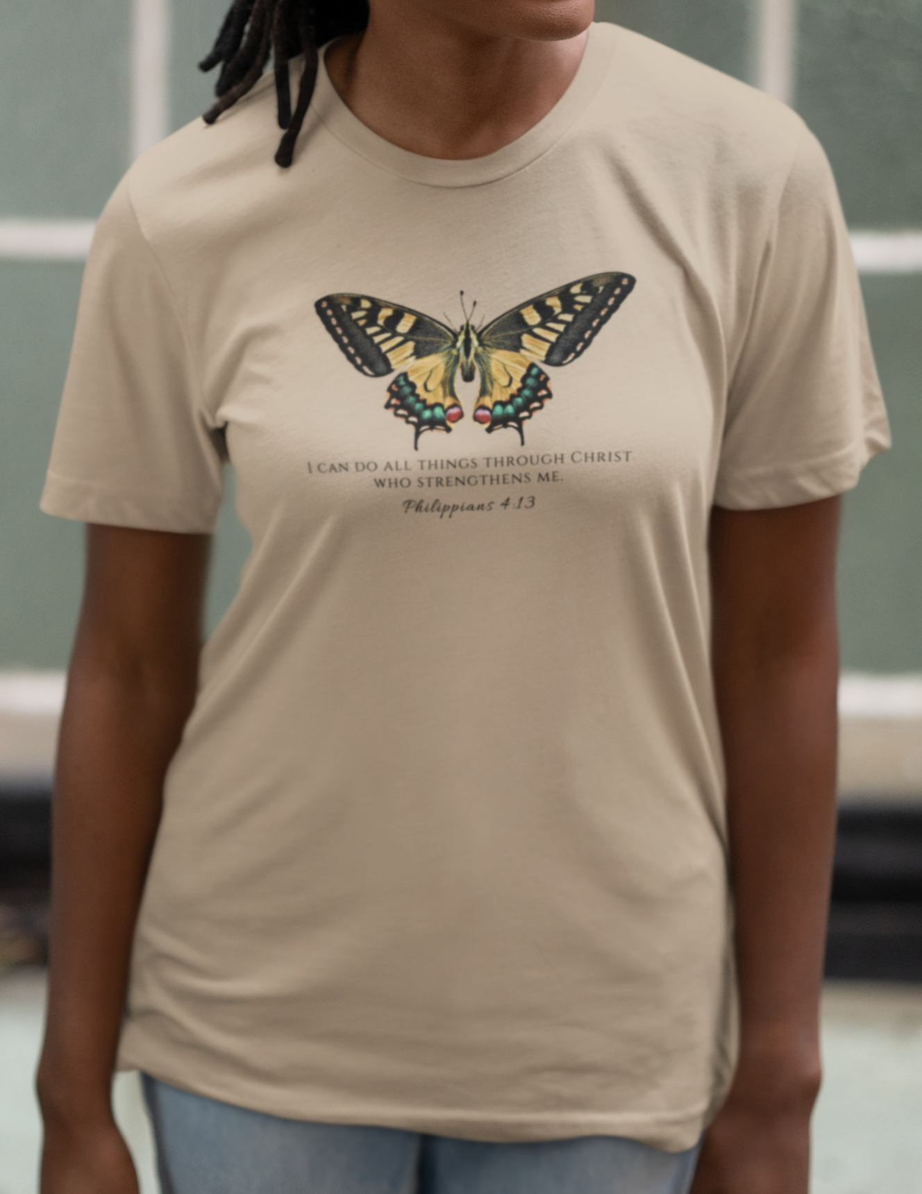 Yellow & Green Butterfly Verse Phil. 4:13