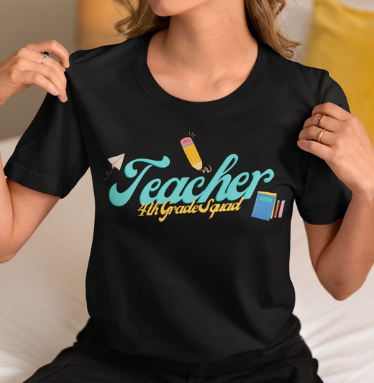 4th Grade Teacher Squad Blue Short Sleeve Tee