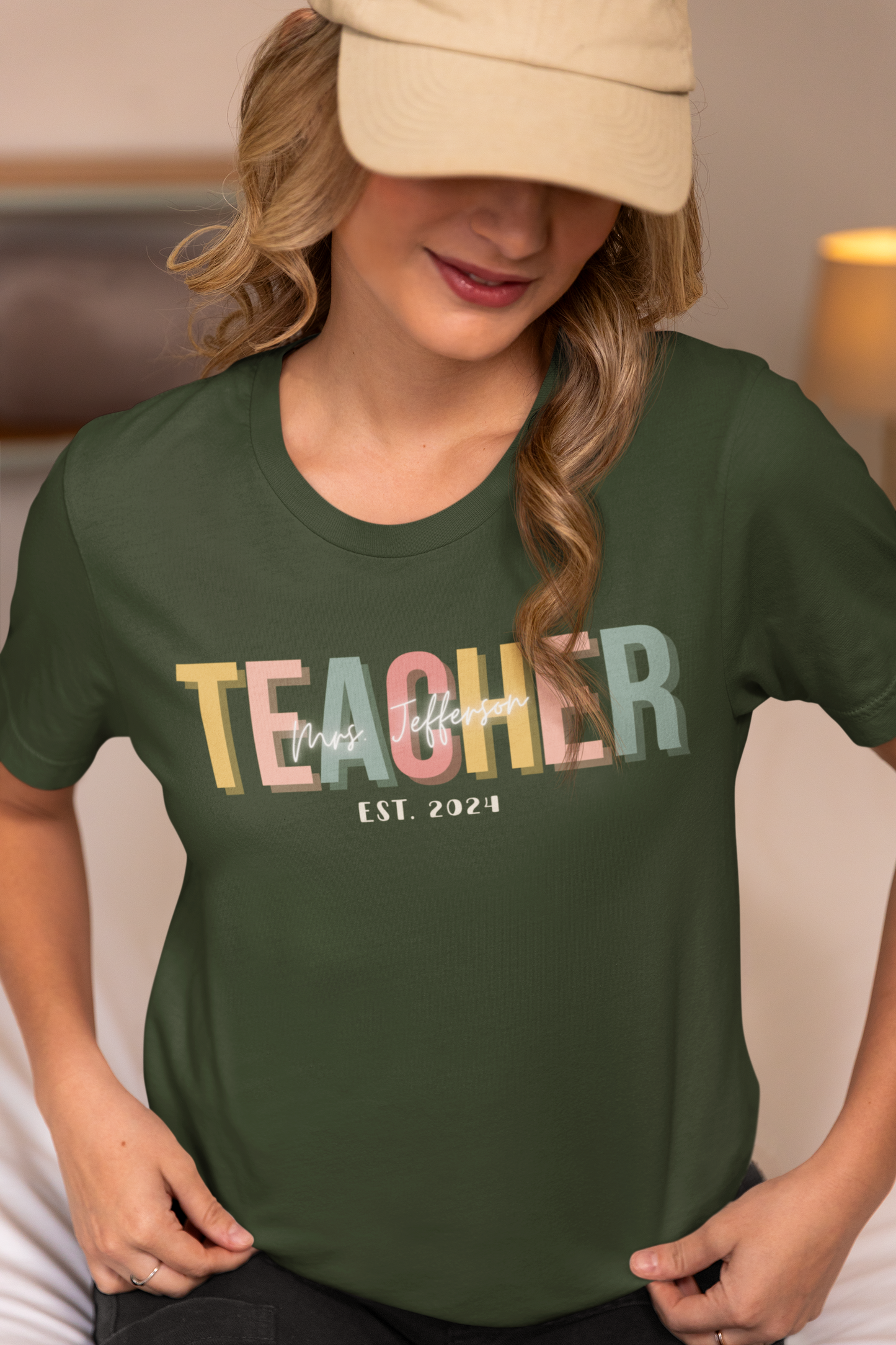 Custom Teacher Boho Block Lettering Short Sleeve Tee