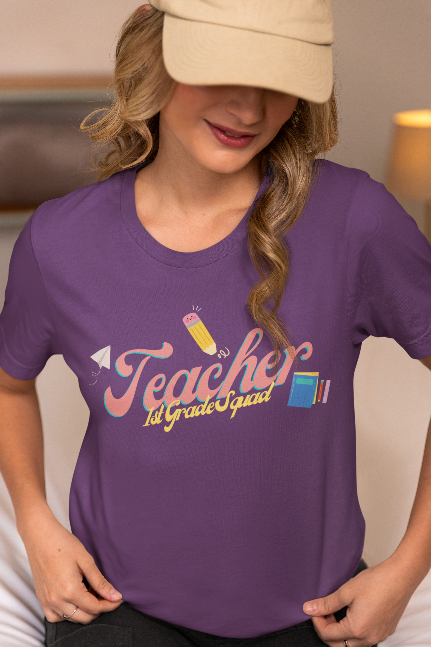 1st Grade Teacher Squad Pink Short Sleeve Tee