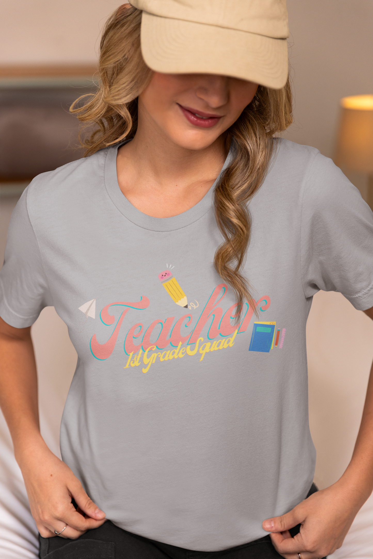 1st Grade Teacher Squad Pink Short Sleeve Tee
