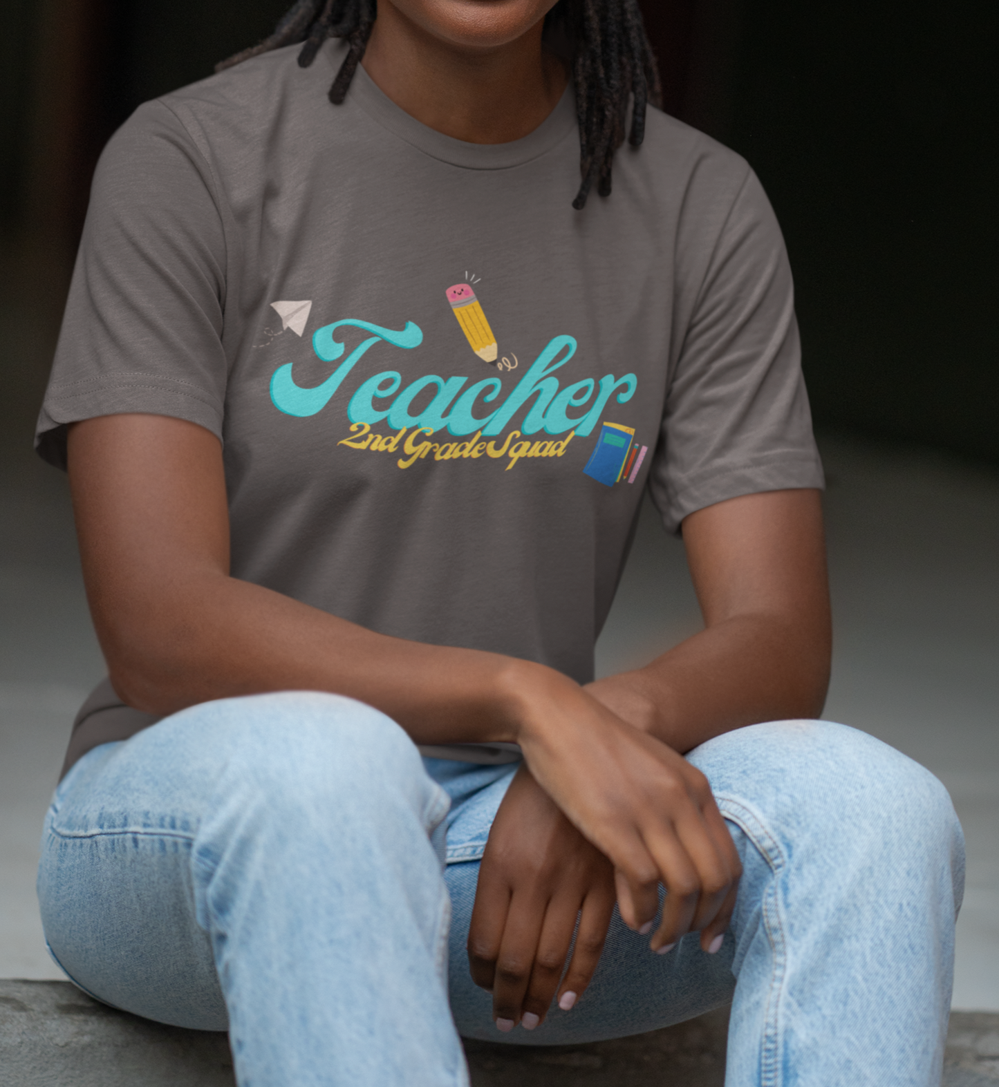 2nd Grade Teacher Squad Blue Short Sleeve Tee