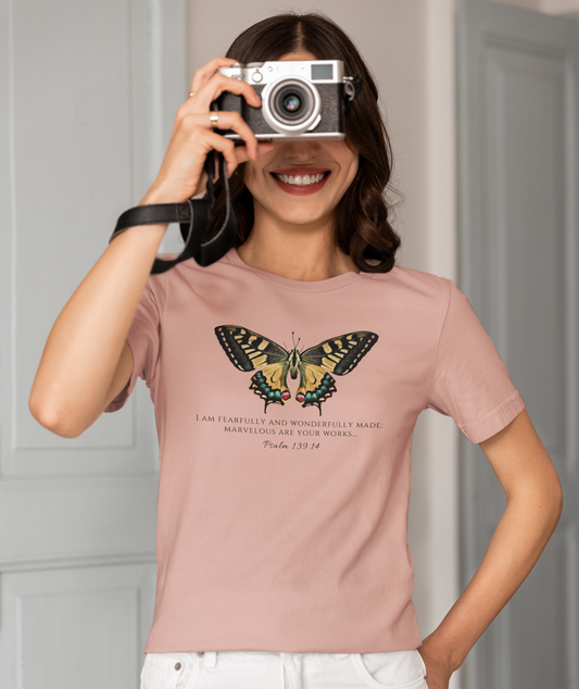 Yellow & Green Butterfly Verse Psalm 139:14