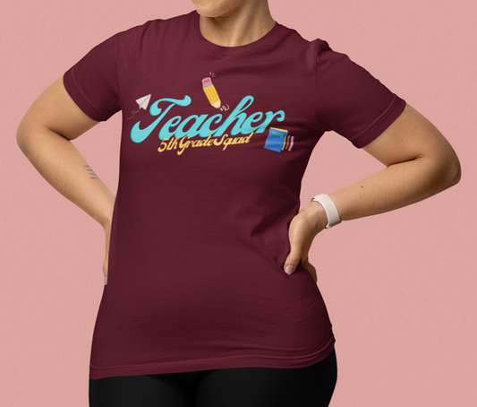 5th Grade Teacher Squad Blue Short Sleeve Tee
