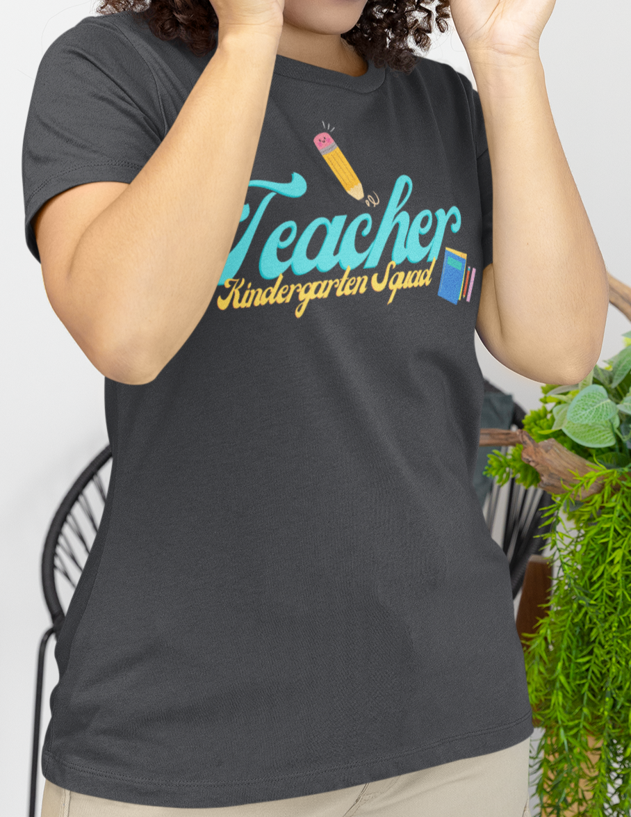Kinder Teacher Squad Blue Short Sleeve Tee