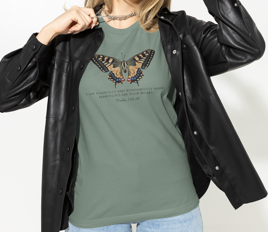 Orange & Blue Butterfly Verse Psalm 139:14