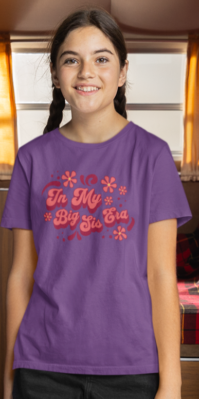 In My Big Sis Era Pink Youth Shirt