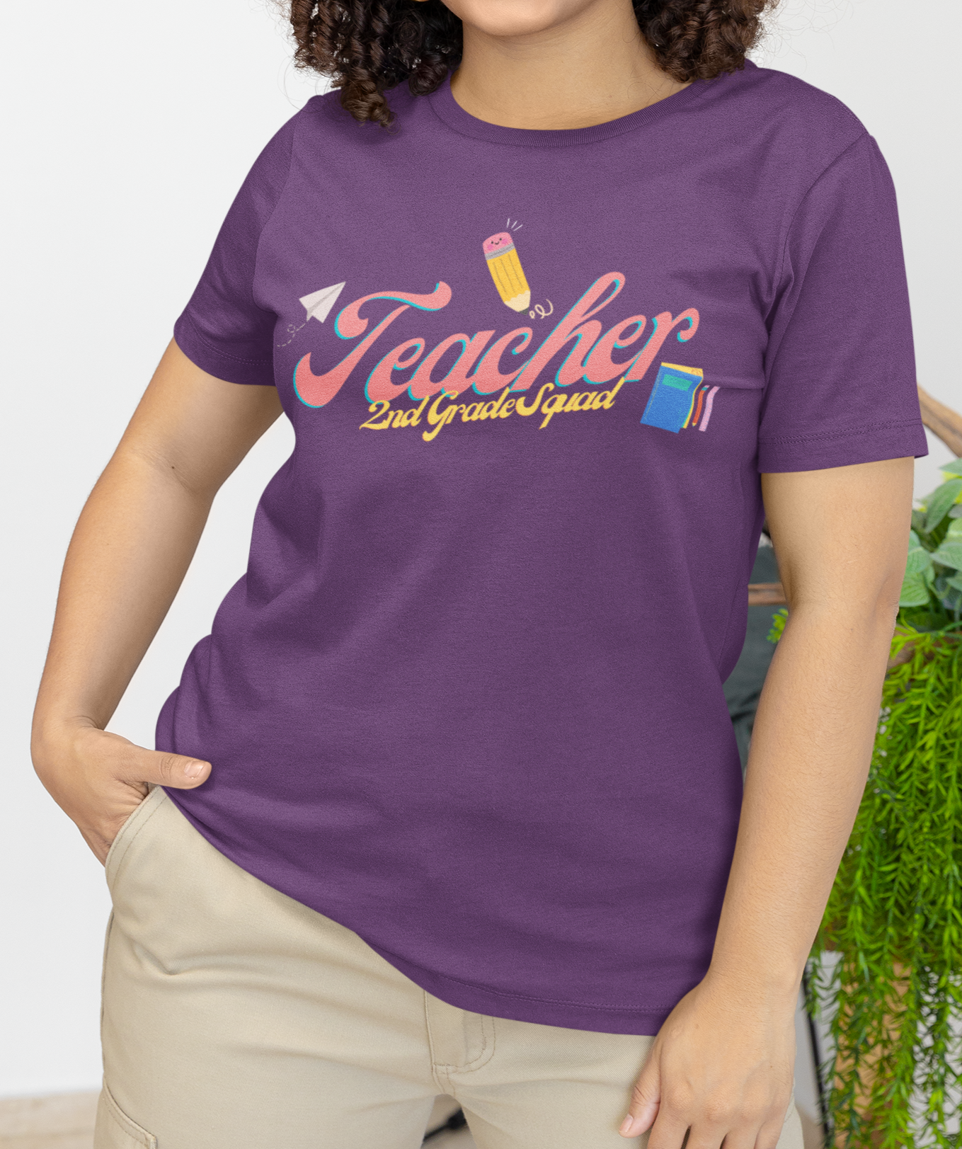 2nd Grade Teacher Squad Pink Short Sleeve Tee