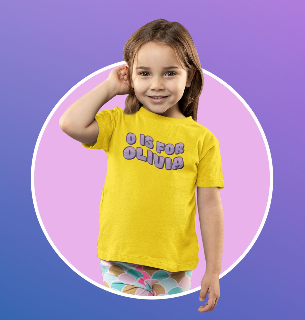 Custom Wavy Letter and Name Purple Toddler Short Sleeve Tee