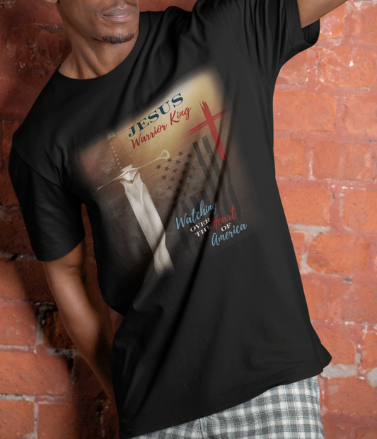 Jesus Warrior King Heart for America Cross Red