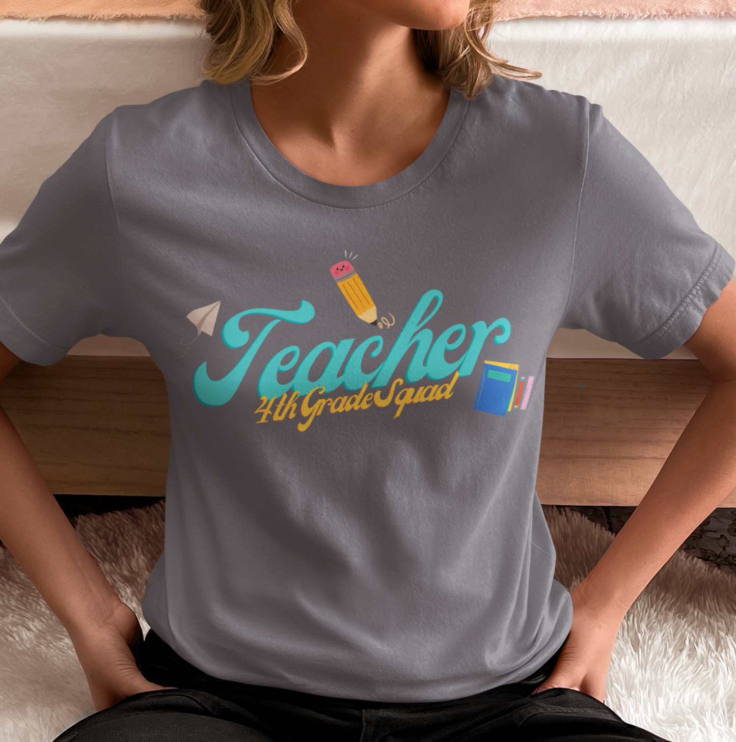 4th Grade Teacher Squad Blue Short Sleeve Tee