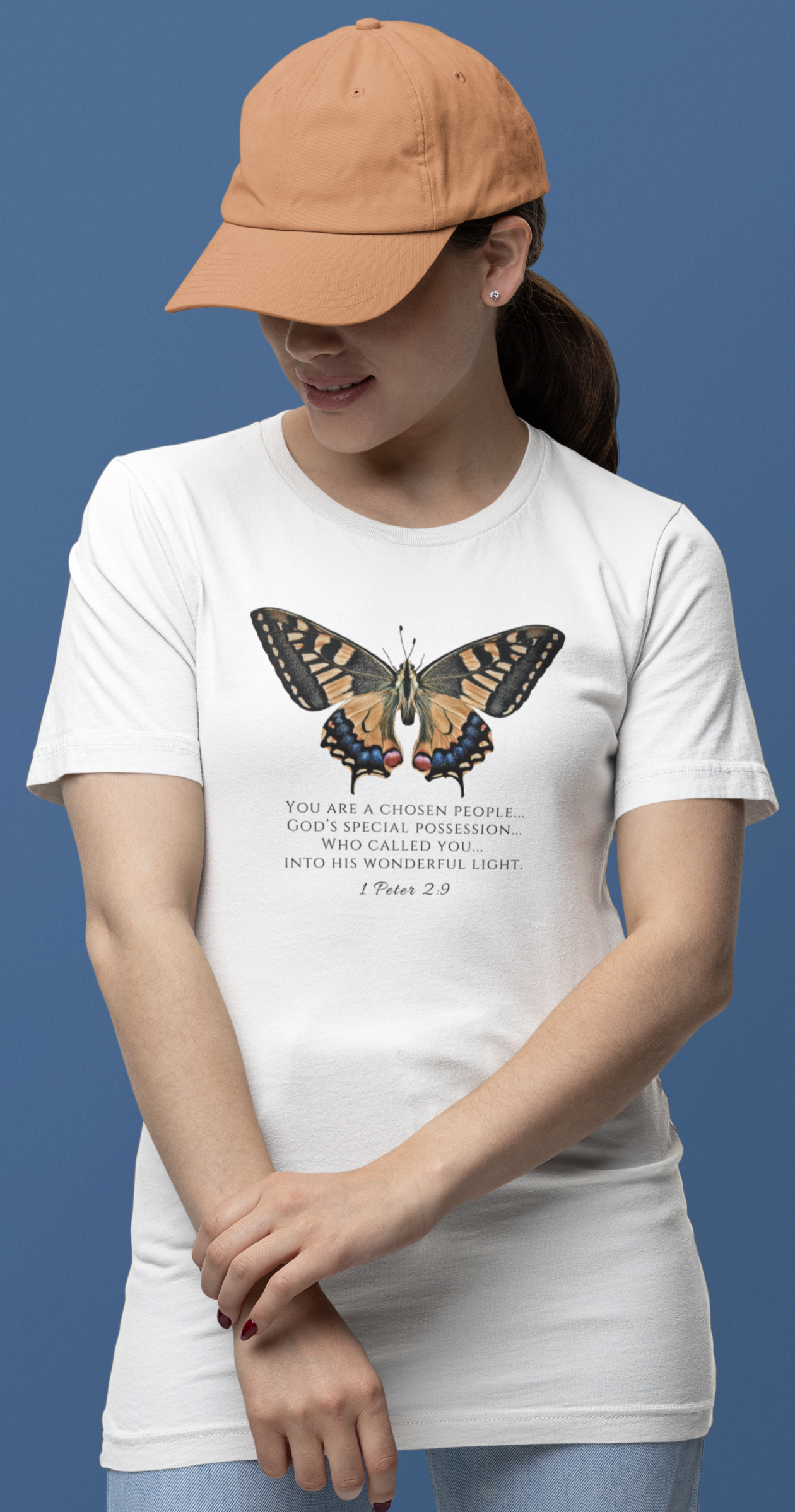 Orange & Blue Butterfly Verse 1 Pet. 2:9