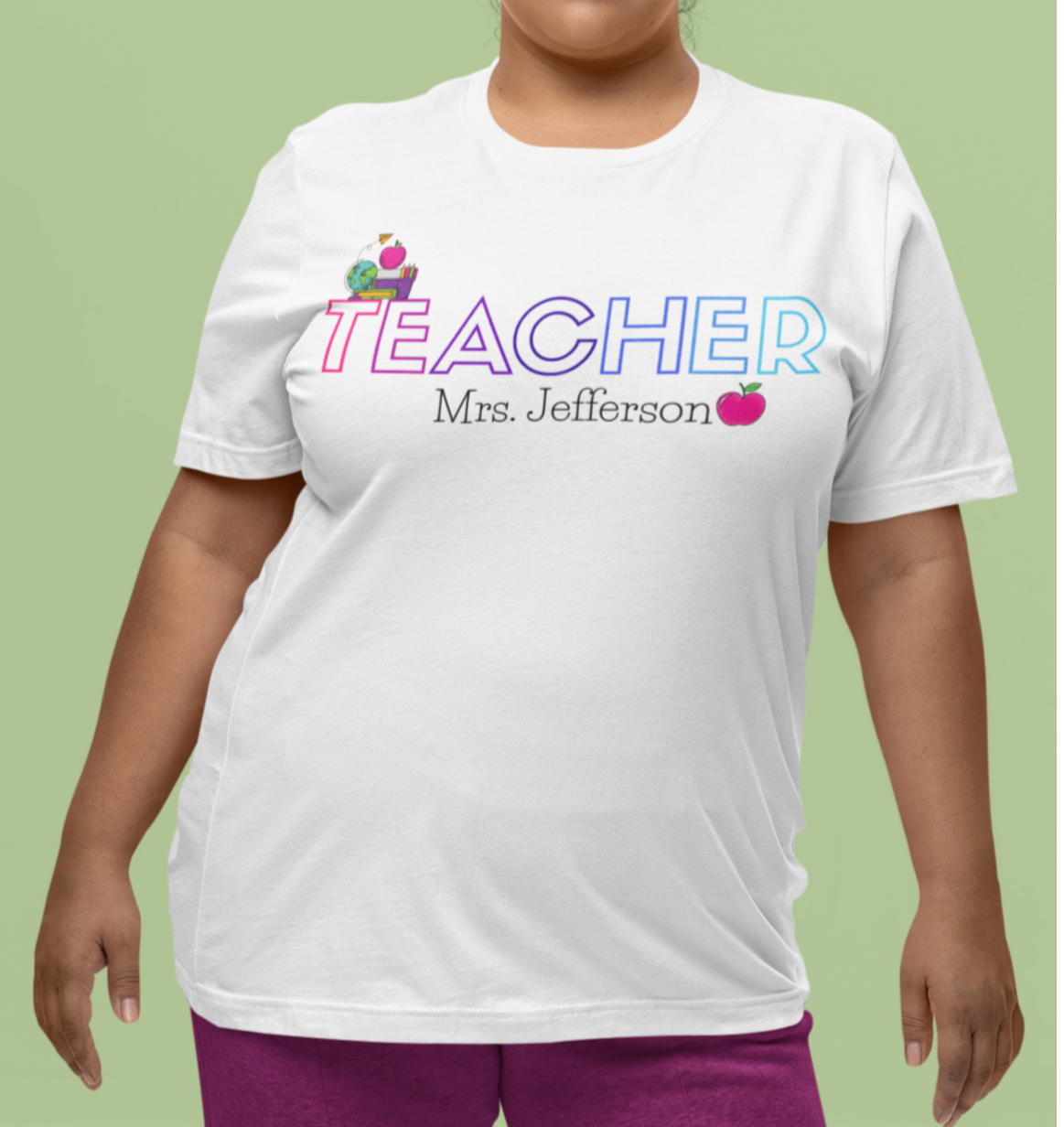 Custom Teacher Outline Lettering Class Short Sleeve Tee