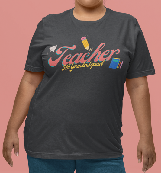 5th Grade Teacher Squad Pink Short Sleeve Tee