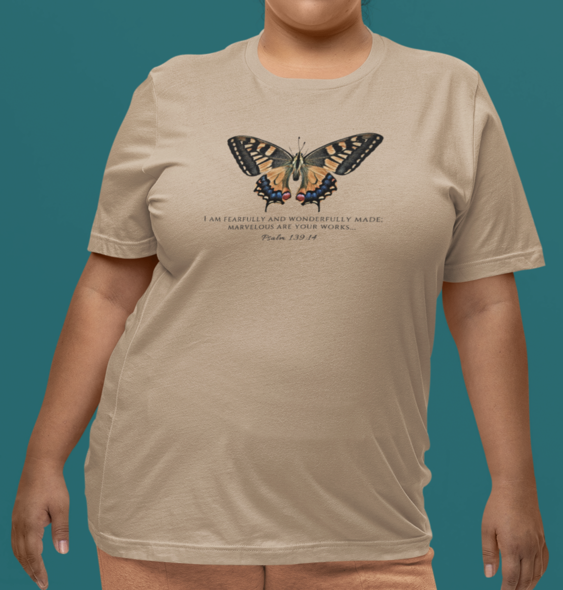 Orange & Blue Butterfly Verse Psalm 139:14