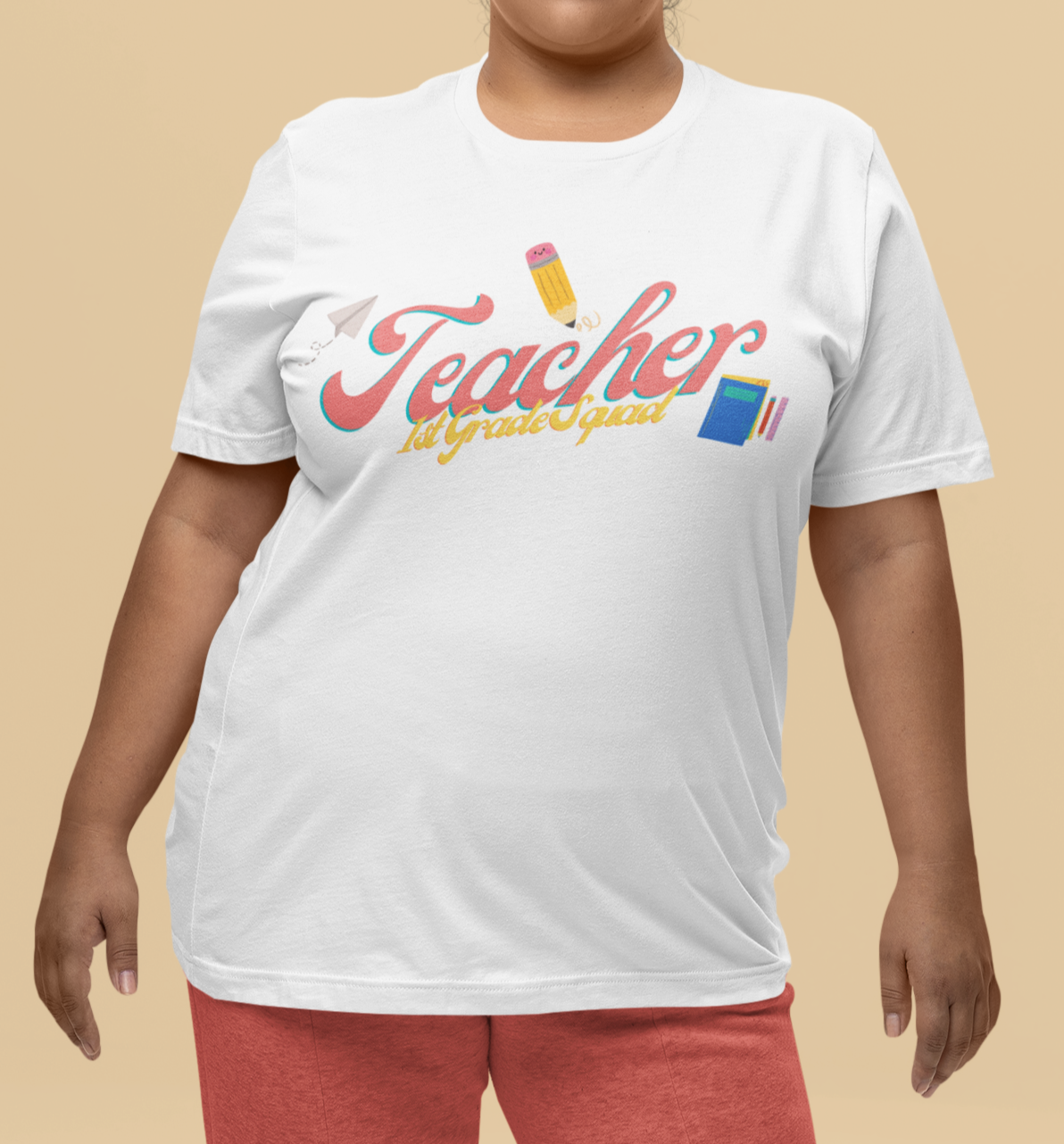 1st Grade Teacher Squad Pink Short Sleeve Tee