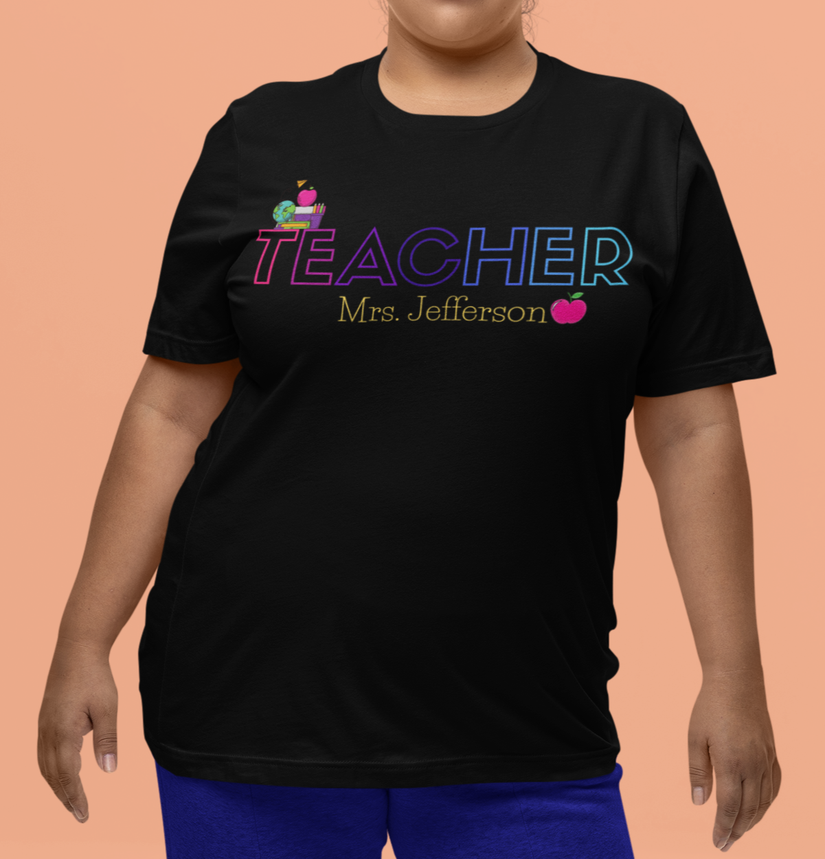 Custom Teacher Outline Lettering Class Short Sleeve Tee
