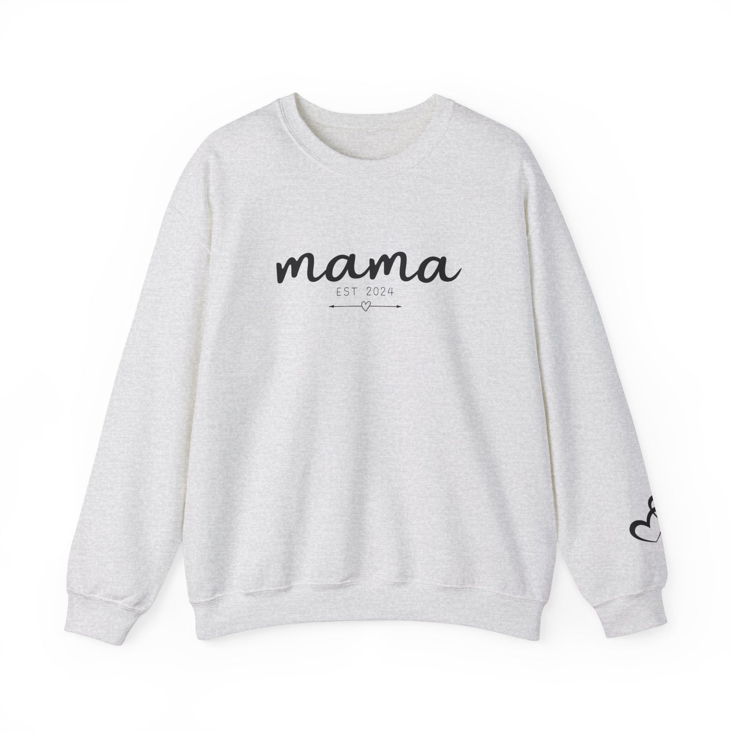 Custom Mama Est 2024 Heart Arrow Sleeve Sweatshirt